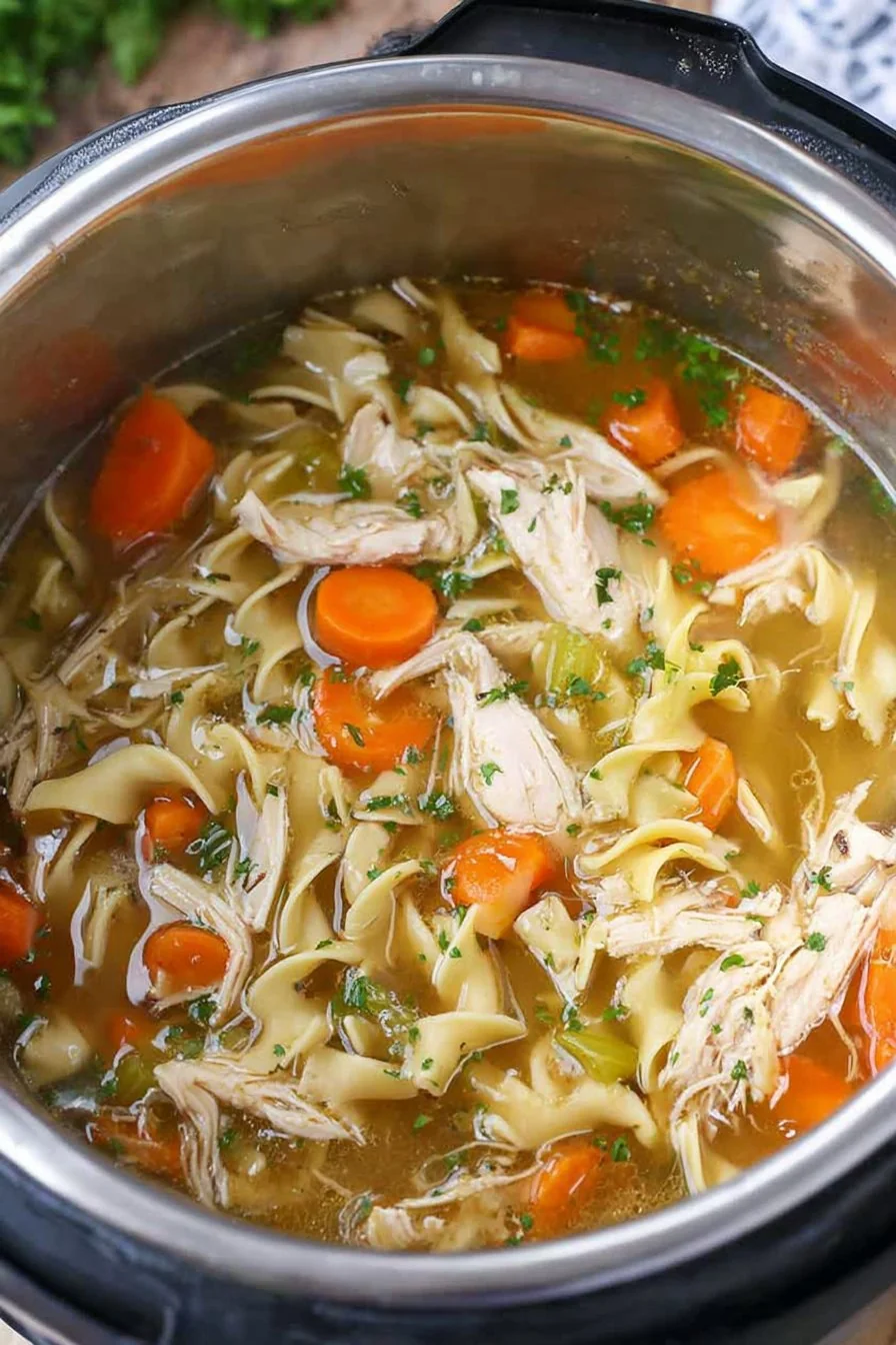Instant Pot Chicken Noodle Soup cooking process