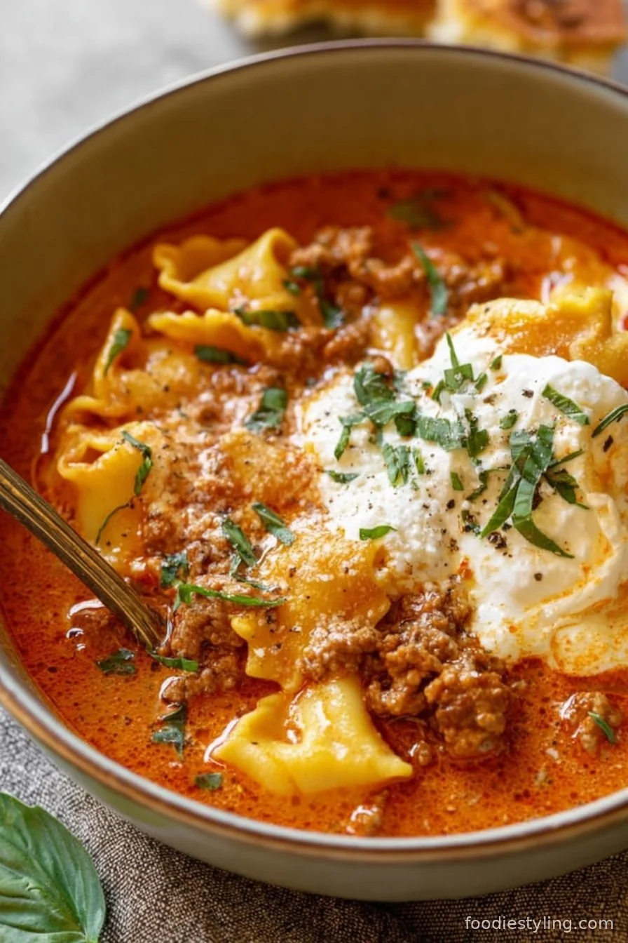 Instant Pot Lasagna Soup cooking process