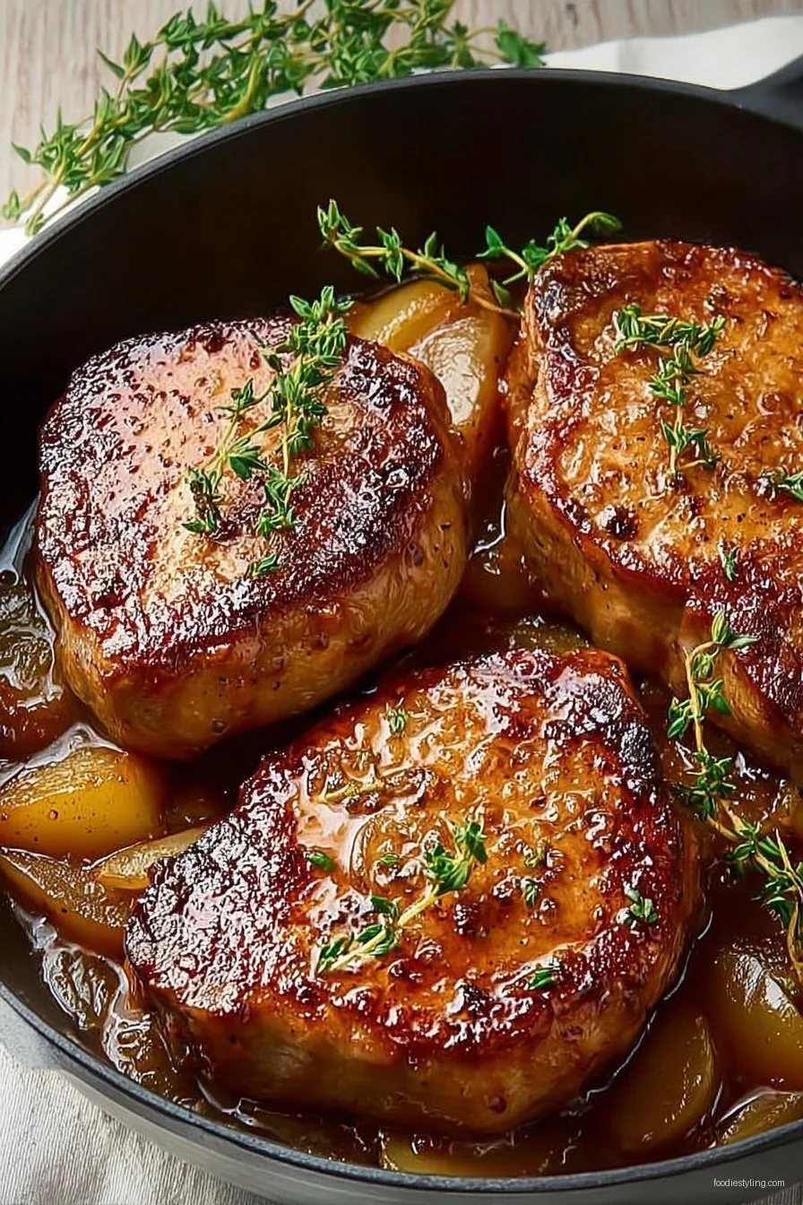 Juicy Apple Butter Pork Chops cooking process