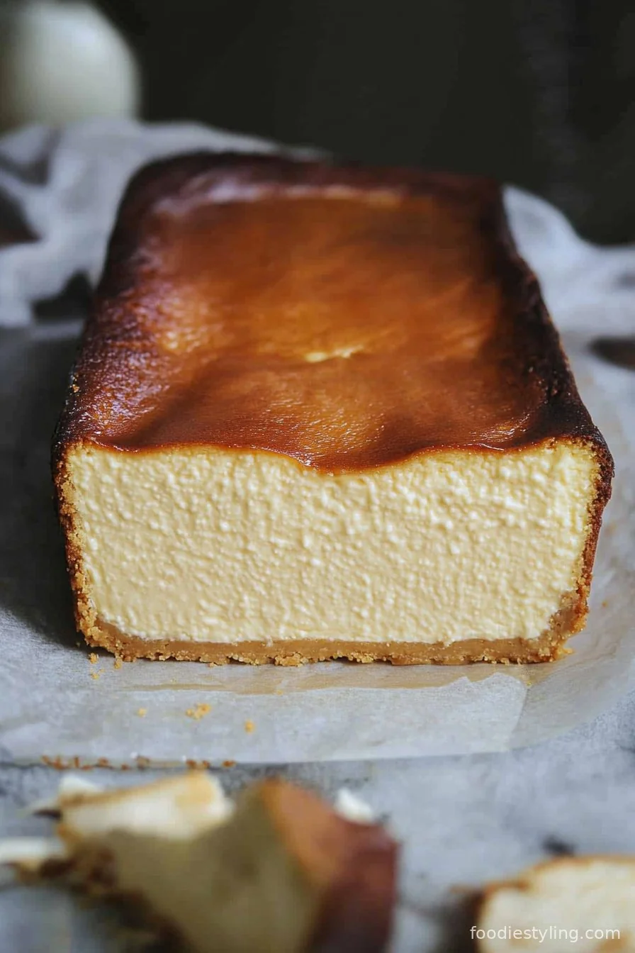 Loaf Pan Basque Cheesecake cooking process