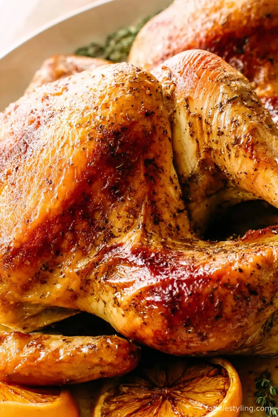 Maple Orange Glazed Spatchcock Turkey cooking process