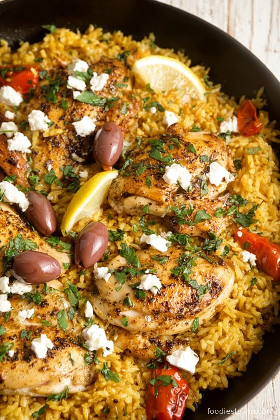 Mediterranean Chicken and Rice cooking process
