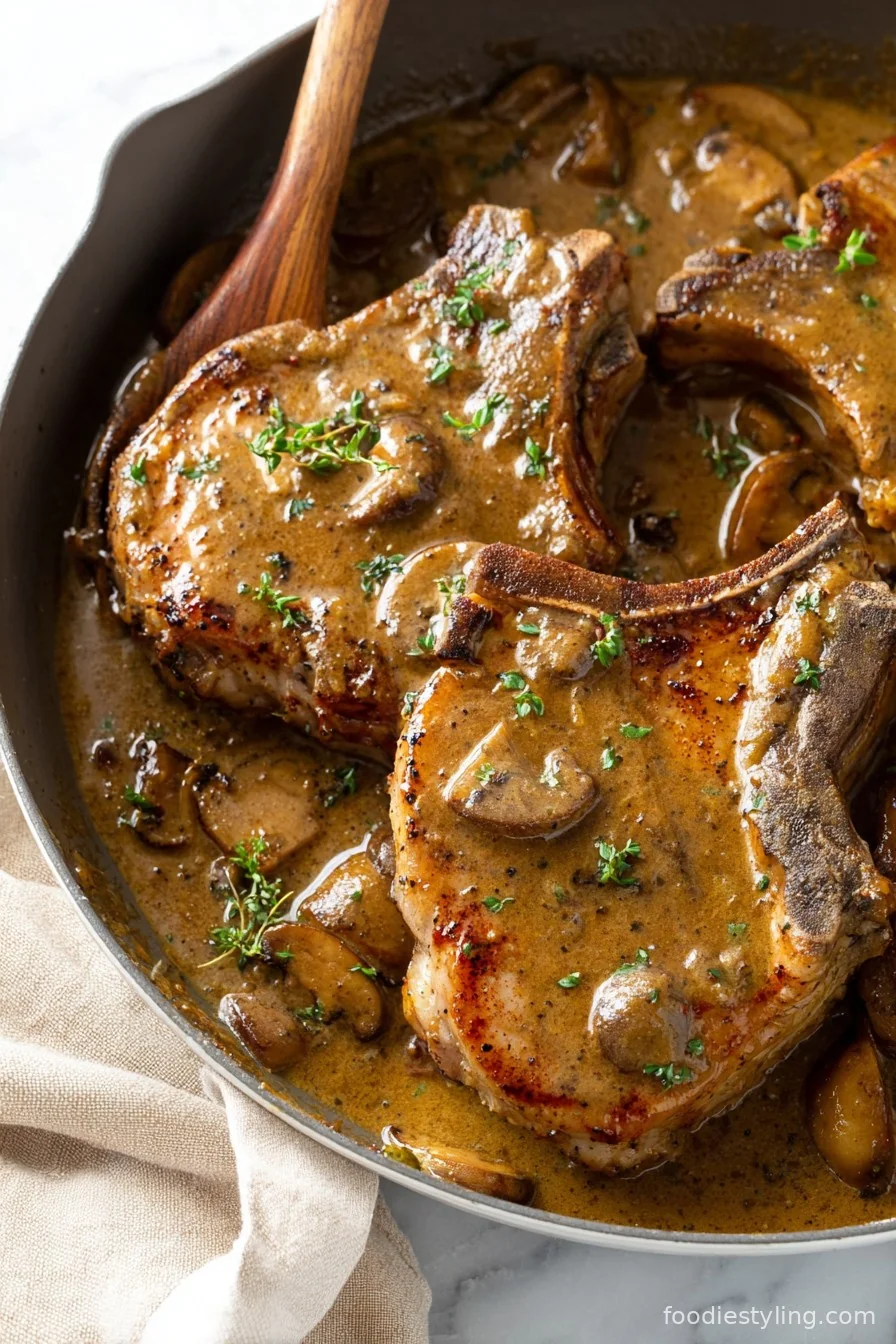 Mushroom Pork Chops cooking process