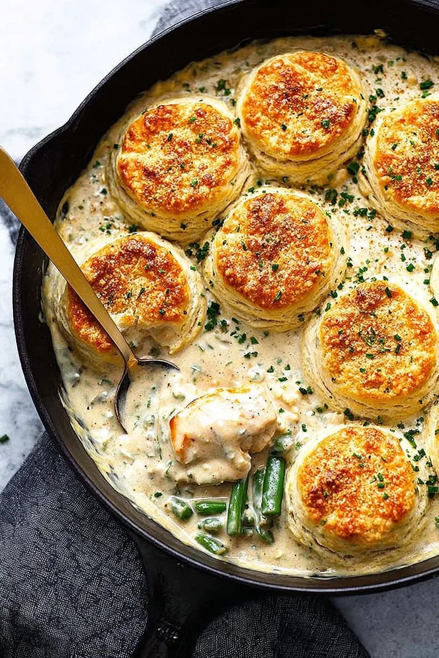 One Pan Creamy Chicken and Biscuits Recipe cooking process