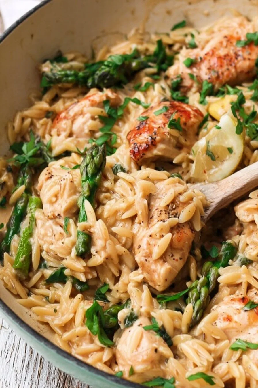 One Pot Chicken Orzo cooking process