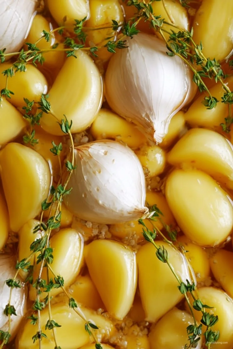 Oven Roasted Garlic Confit cooking process
