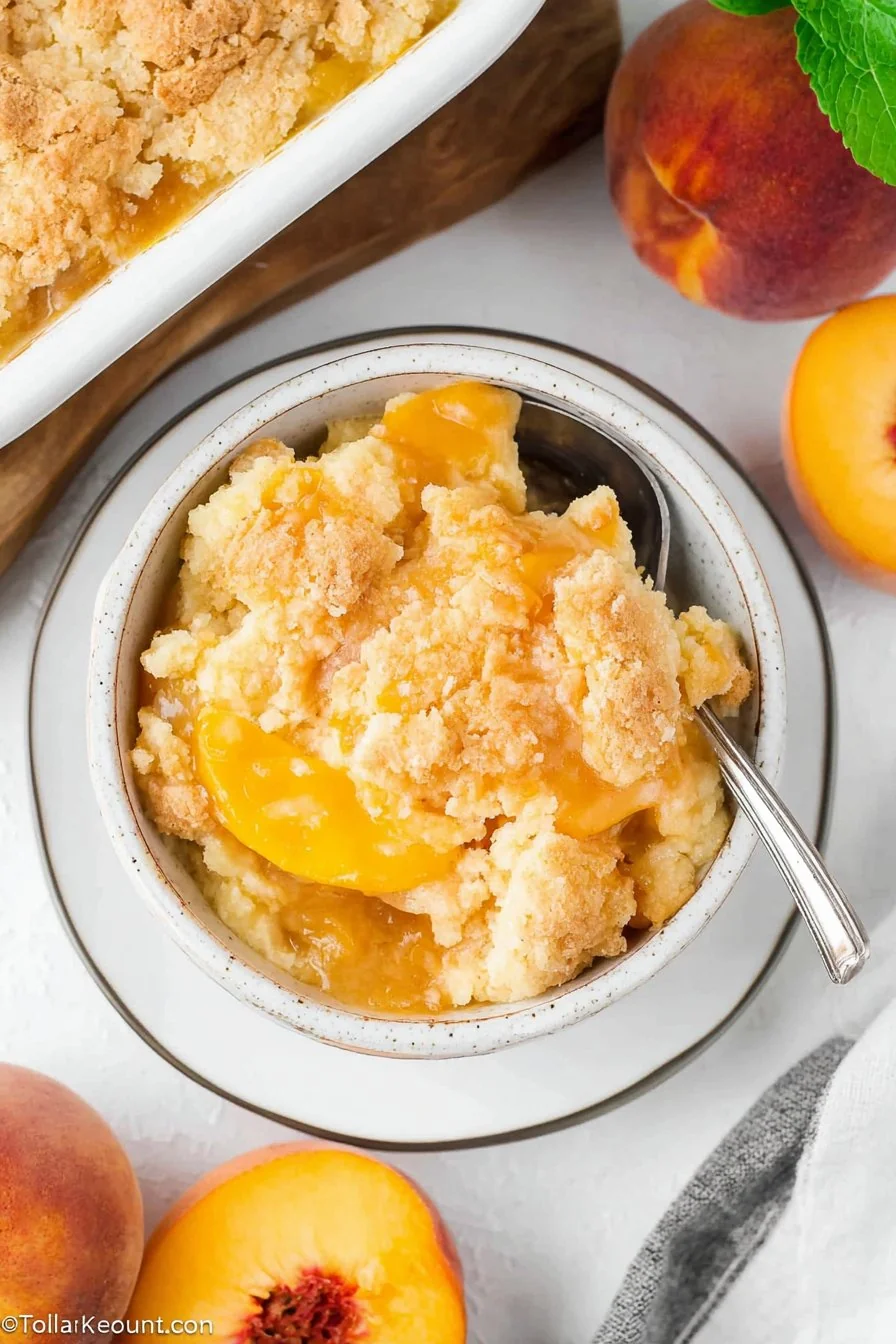 PEACH COBBLER WITH CAKE MIX cooking process
