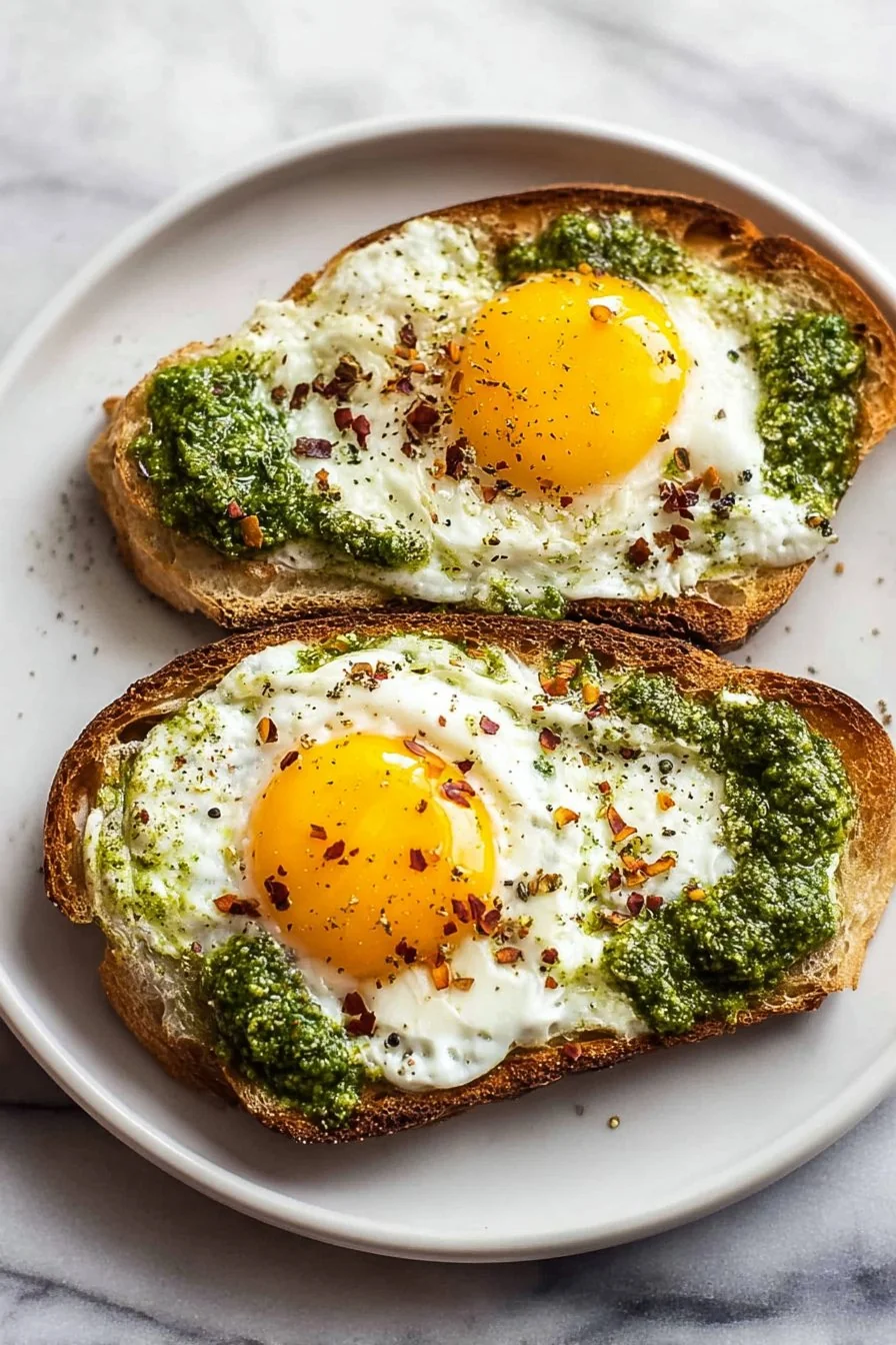 Pesto Eggs Recipe cooking process