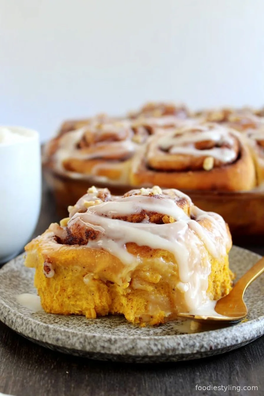 Pumpkin Cinnamon Rolls cooking process