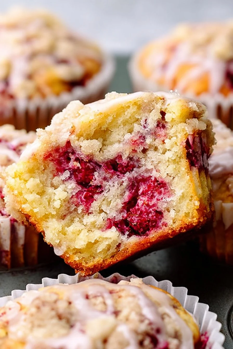 Raspberry Streusel Muffins cooking process