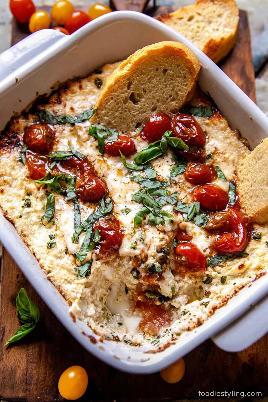 Roasted Garlic Caprese Dip cooking process