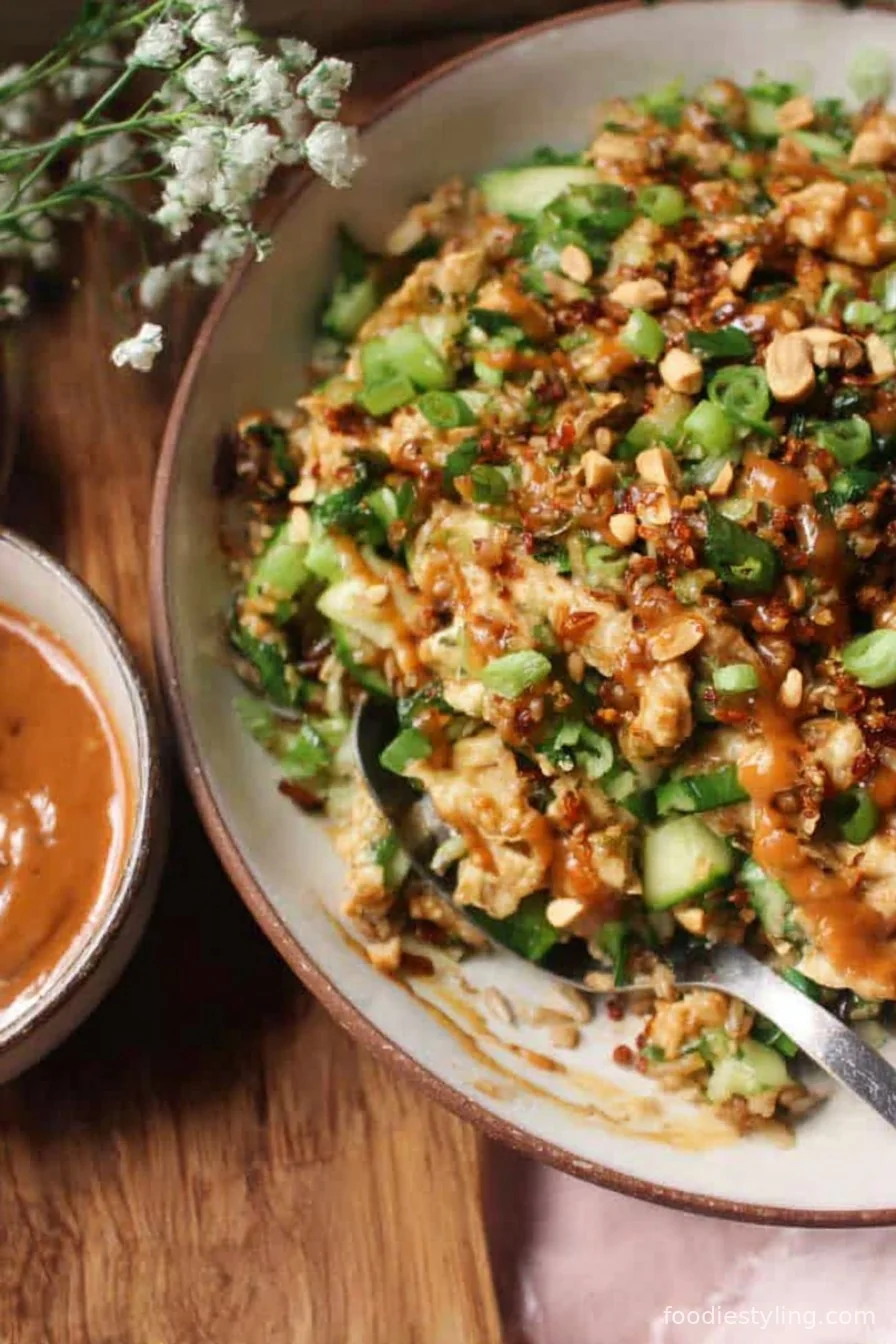 Satay Crispy Rice Salad cooking process