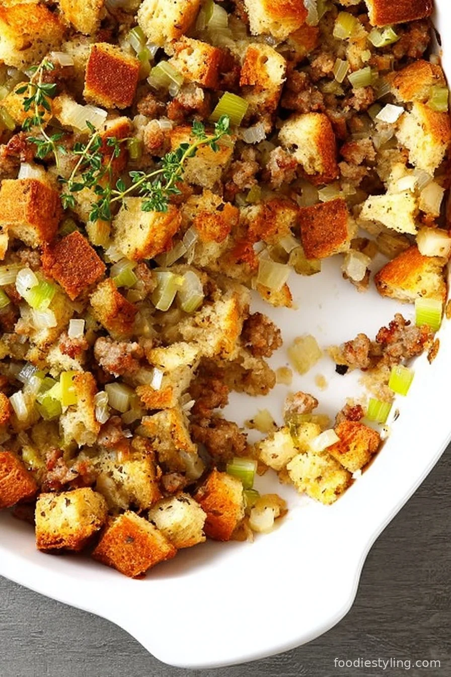 Sausage Stuffing cooking process