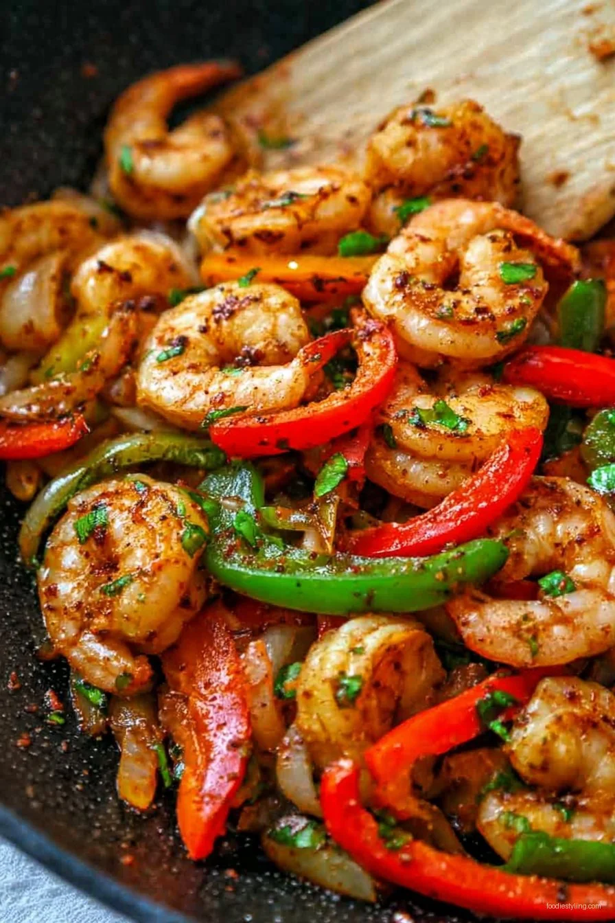 Shrimp Fajitas cooking process