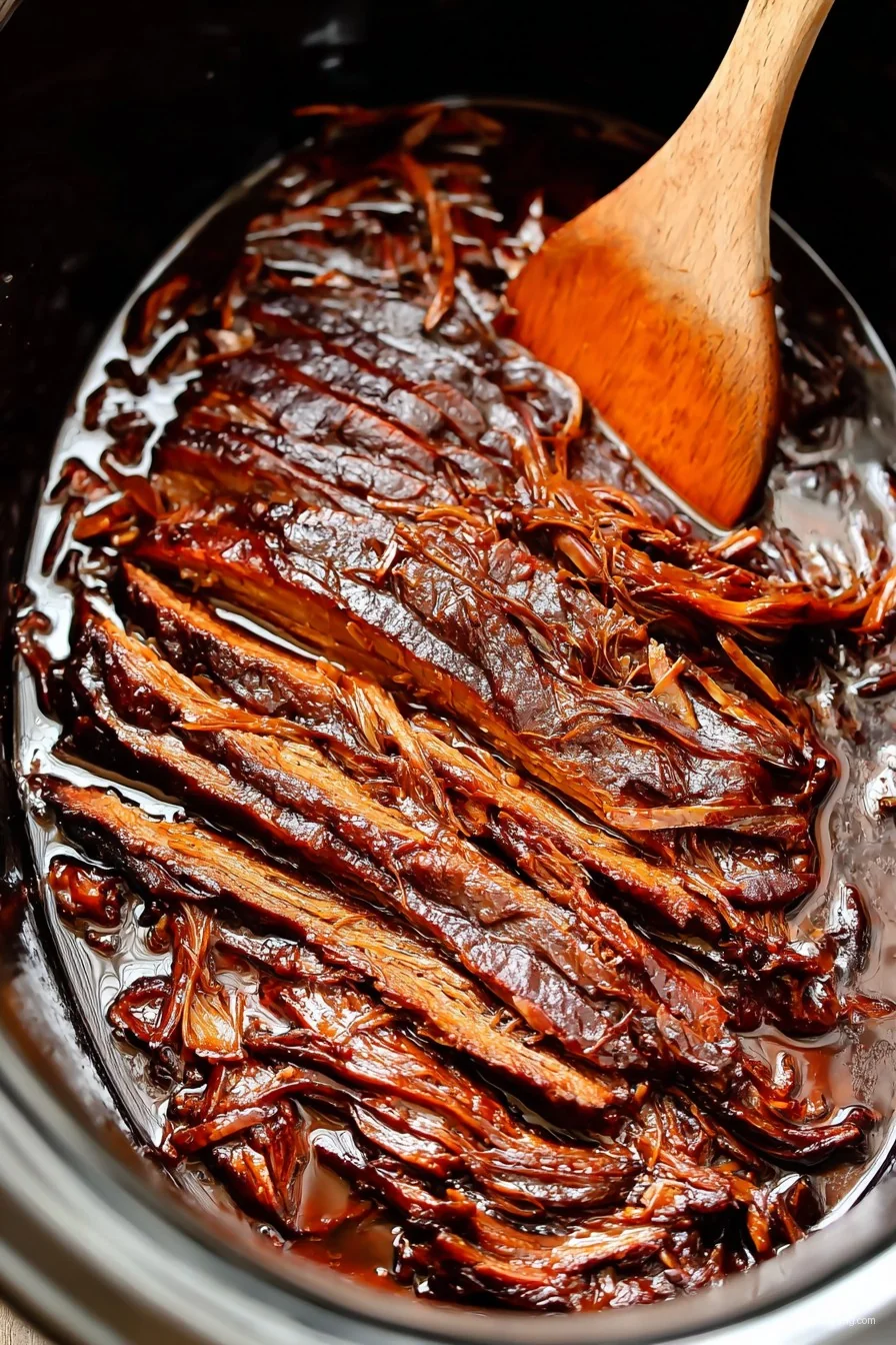 Slow Cooker BBQ Beef Brisket cooking process