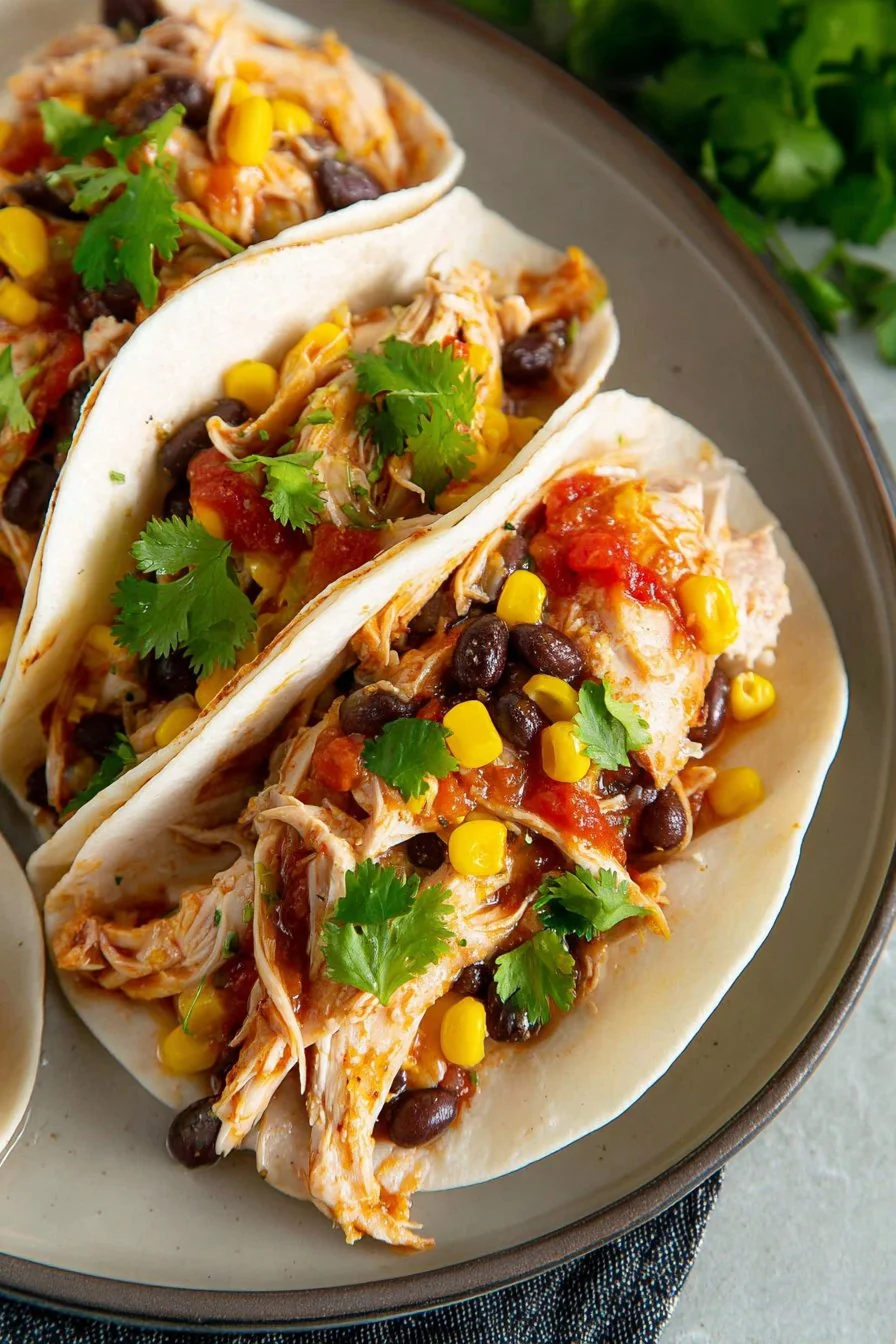 Hearty, flavorful Slow Cooker Mexican Chicken in a bowl, topped with fresh cilantro and lime.