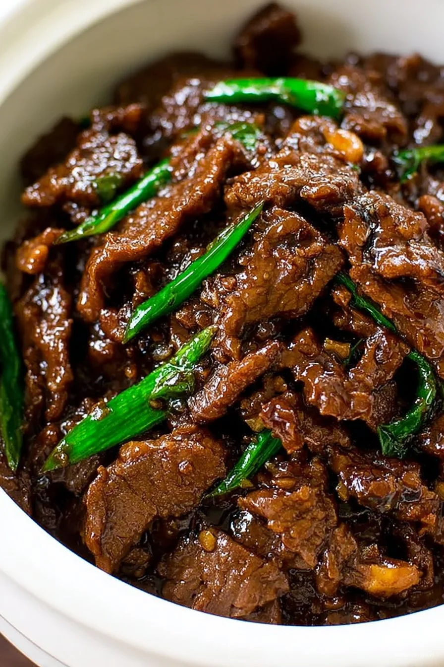 Slow Cooker Mongolian Beef cooking process