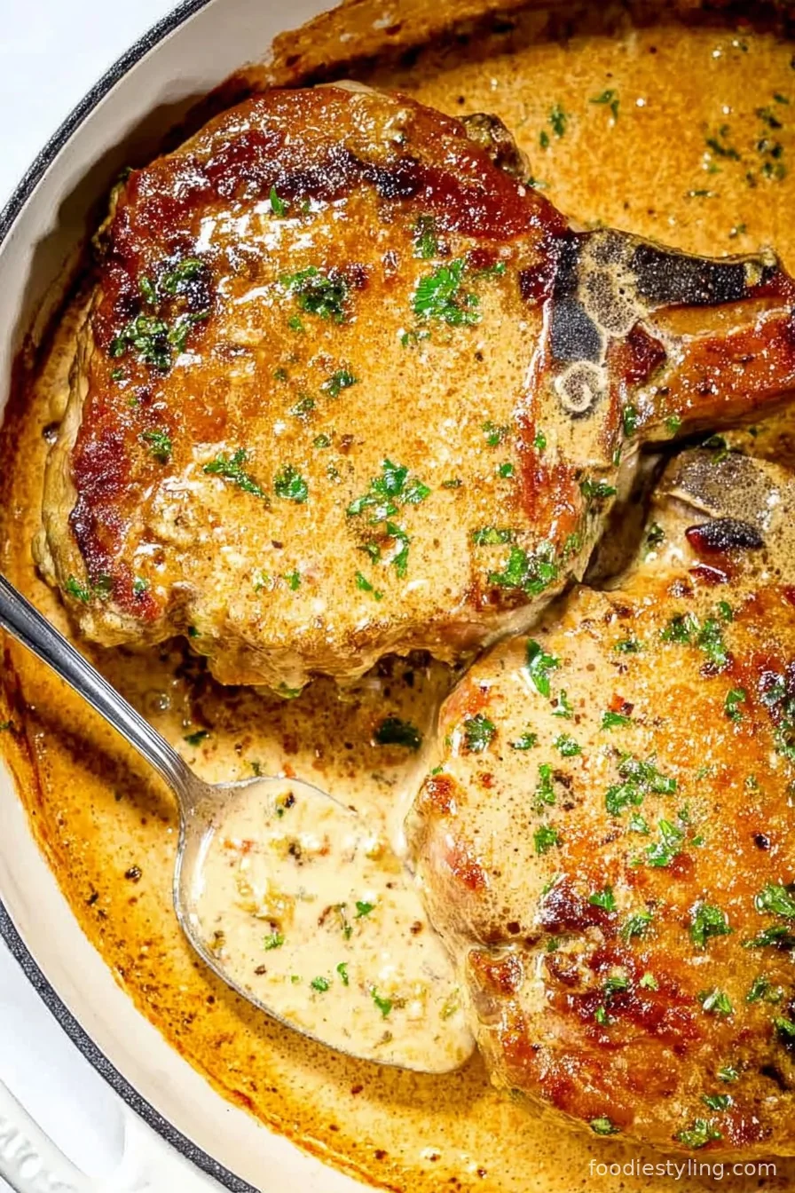 Smothered Pork Chops cooking process