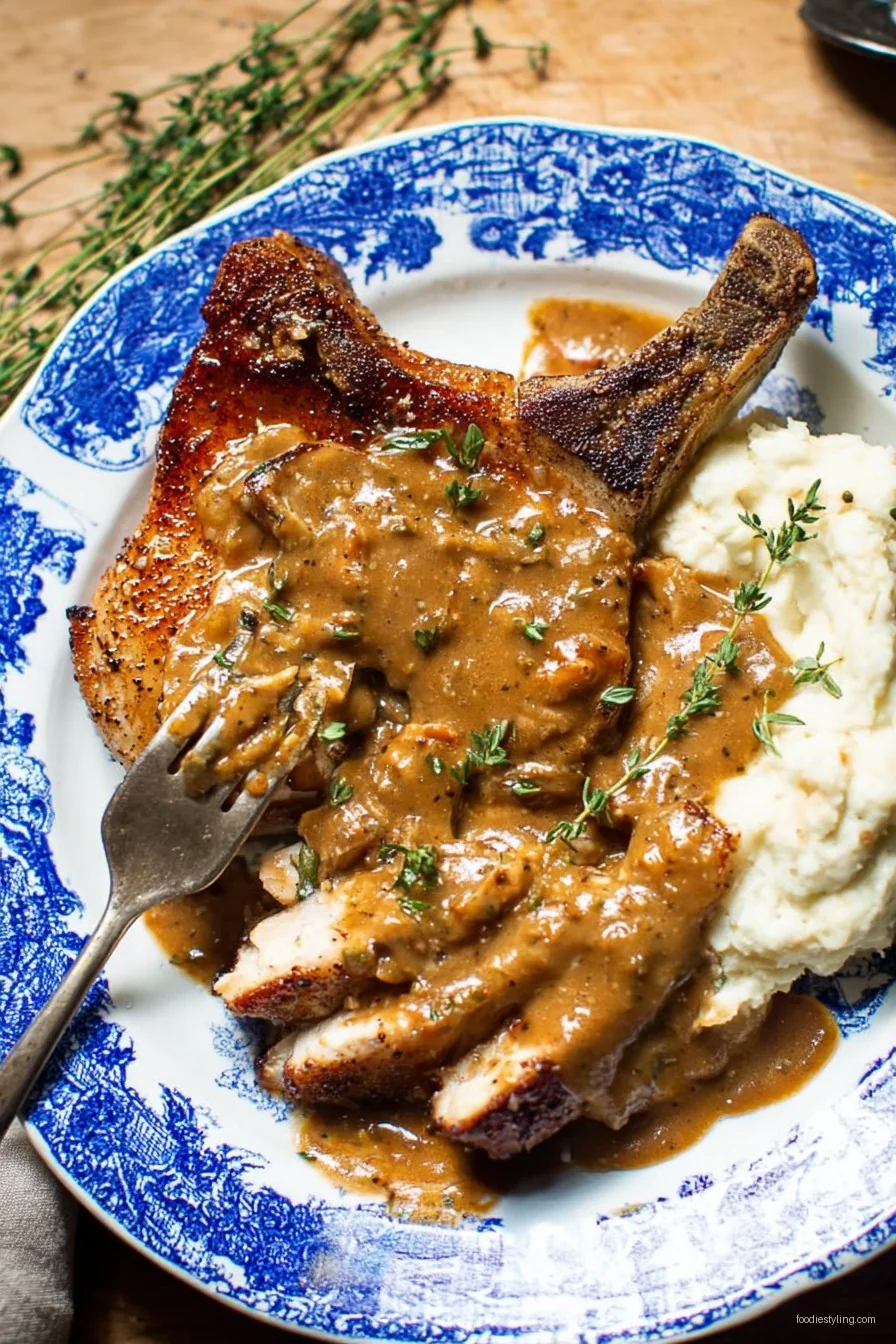 Southern Smothered Pork Chops cooking process