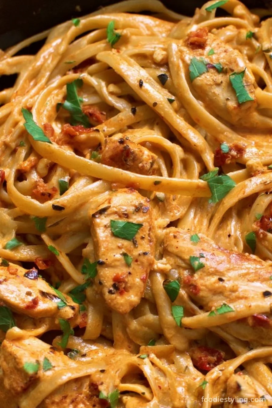 Spicy Chicken Pasta cooking process