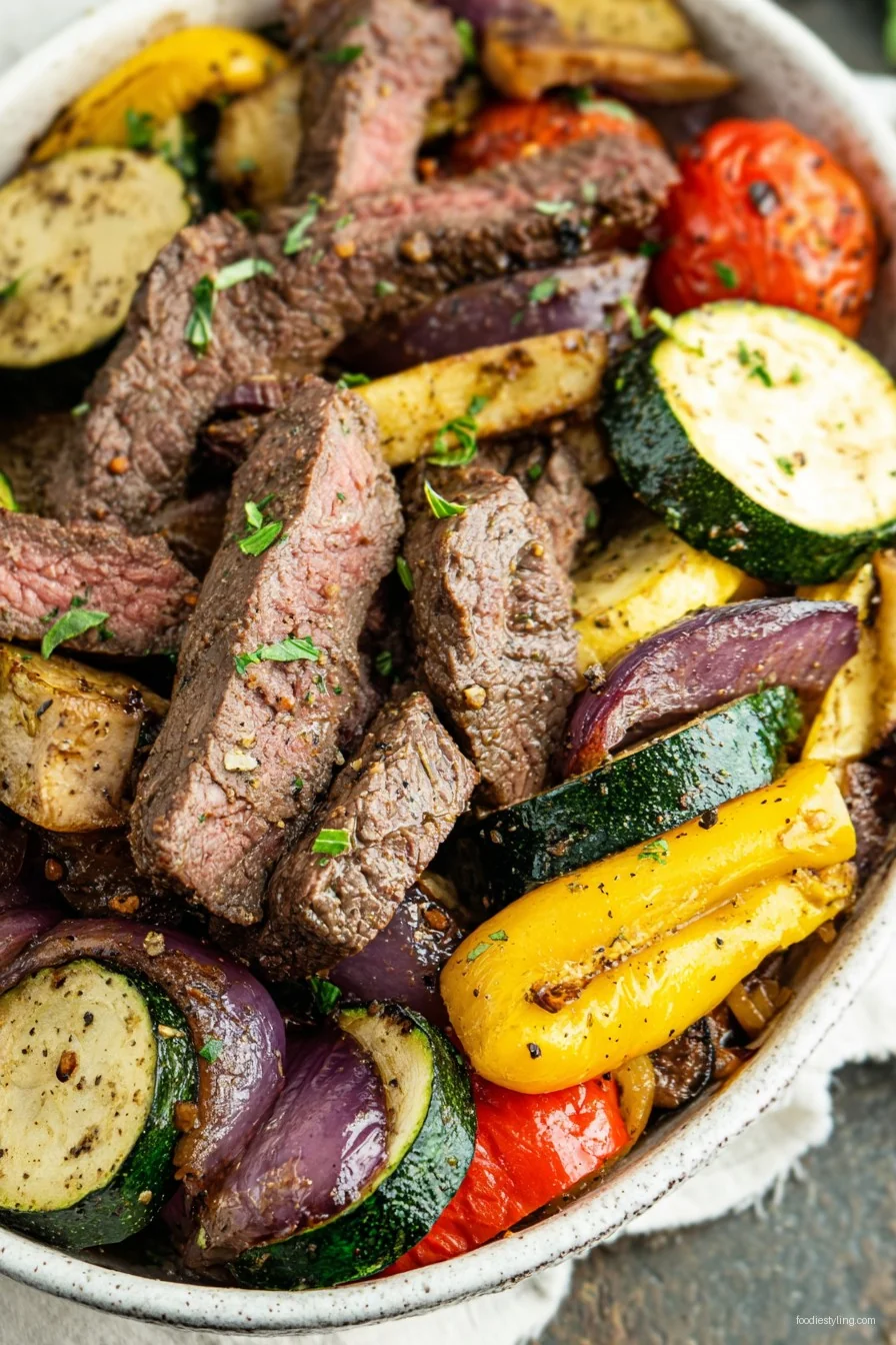 Steak with Roasted Veggies cooking process