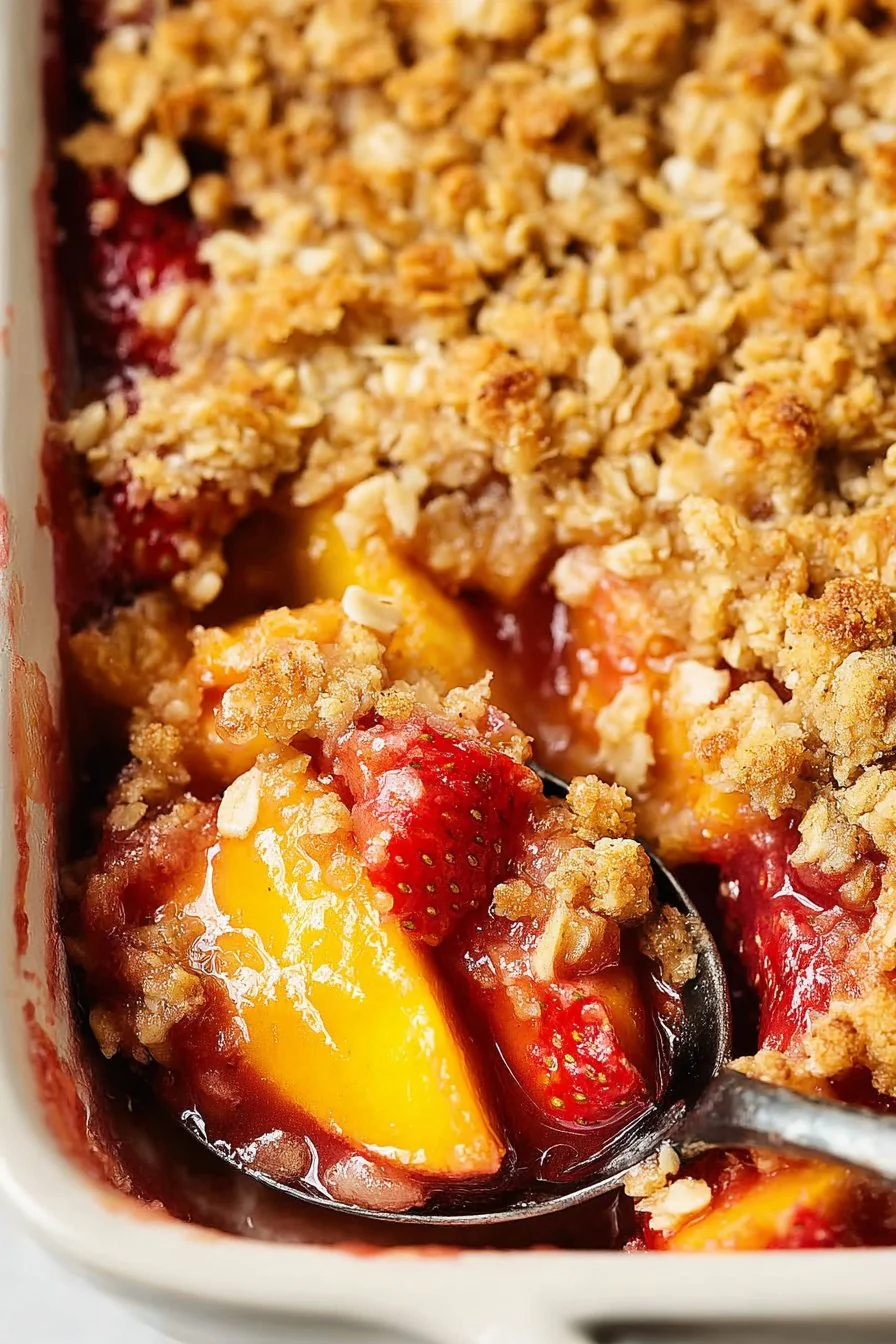 Strawberry Peach Crisp cooking process