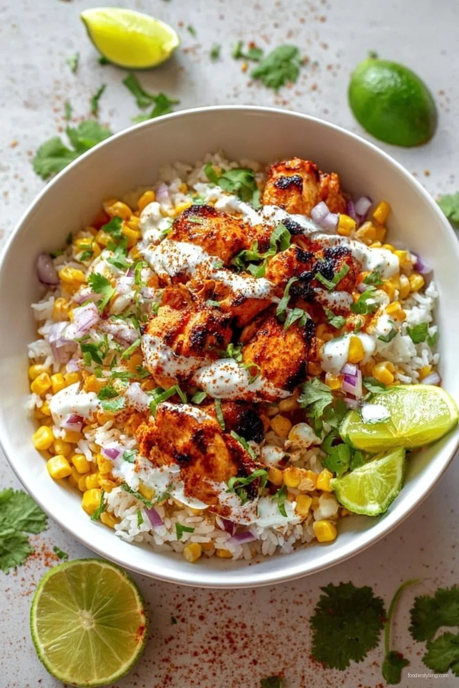 Street Corn Chicken Rice Bowl cooking process