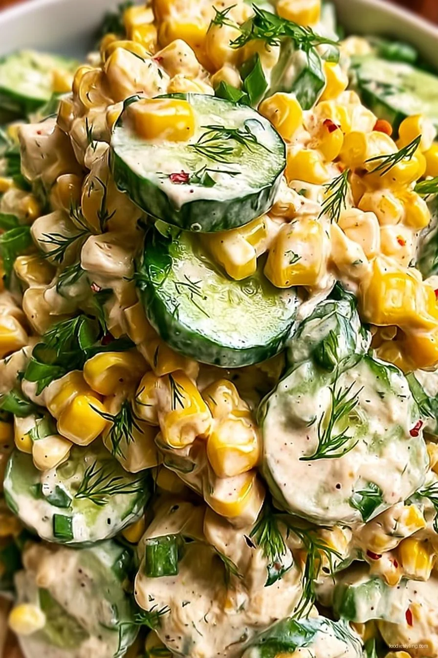 Street Corn Creamy Cucumber Salad cooking process