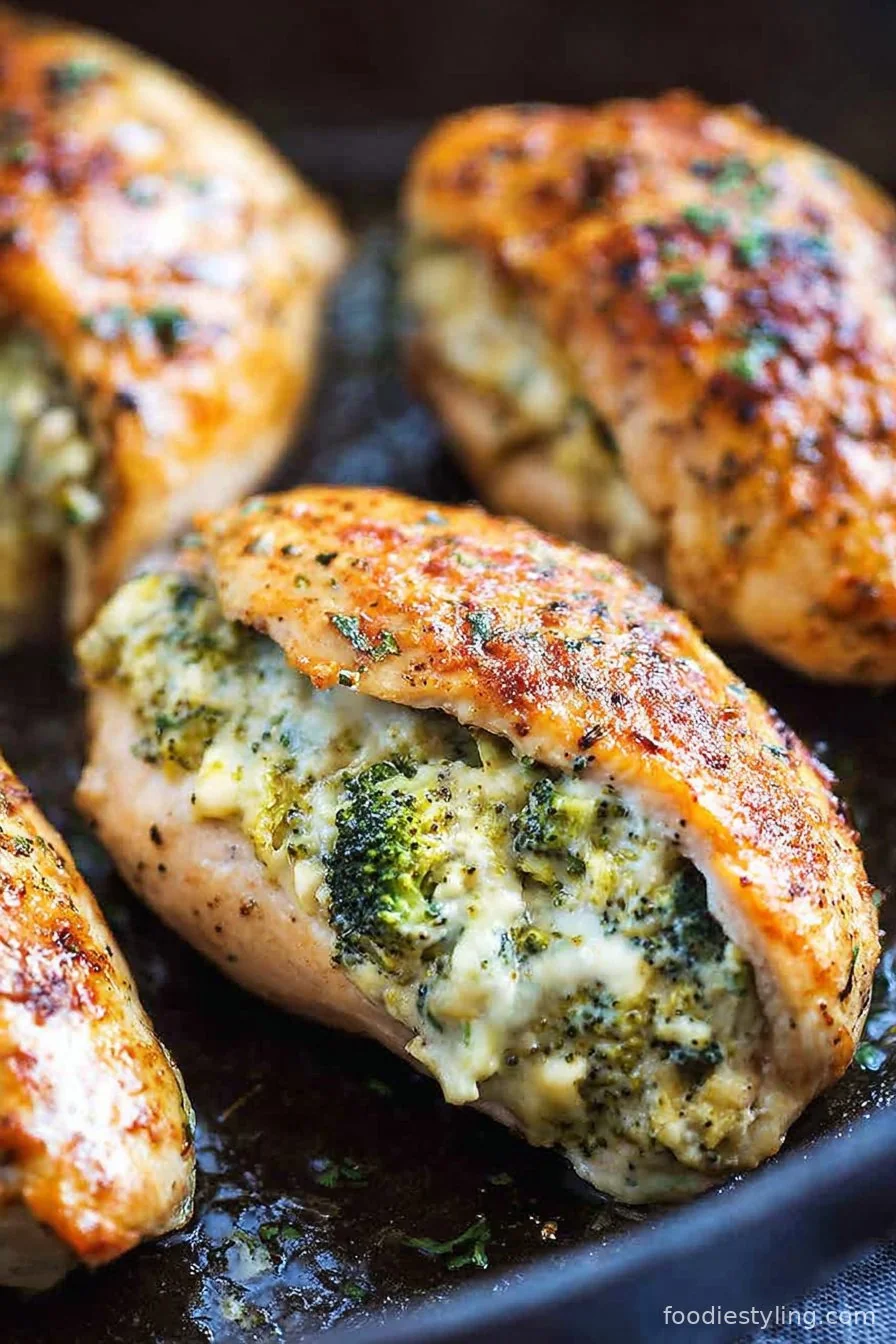 Stuffed Chicken Breast with Broccoli and Cheese cooking process