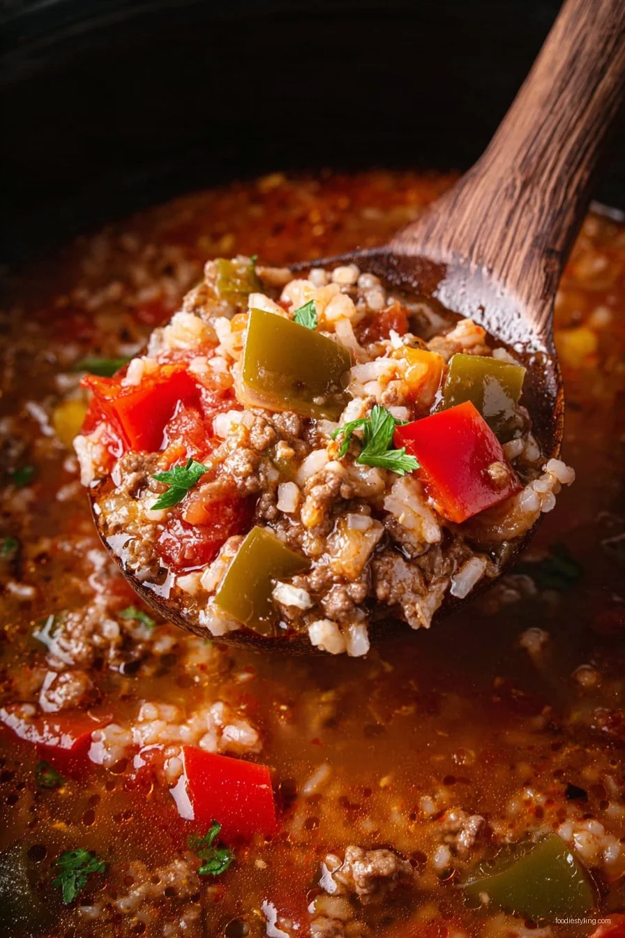 Stuffed Pepper Soup cooking process