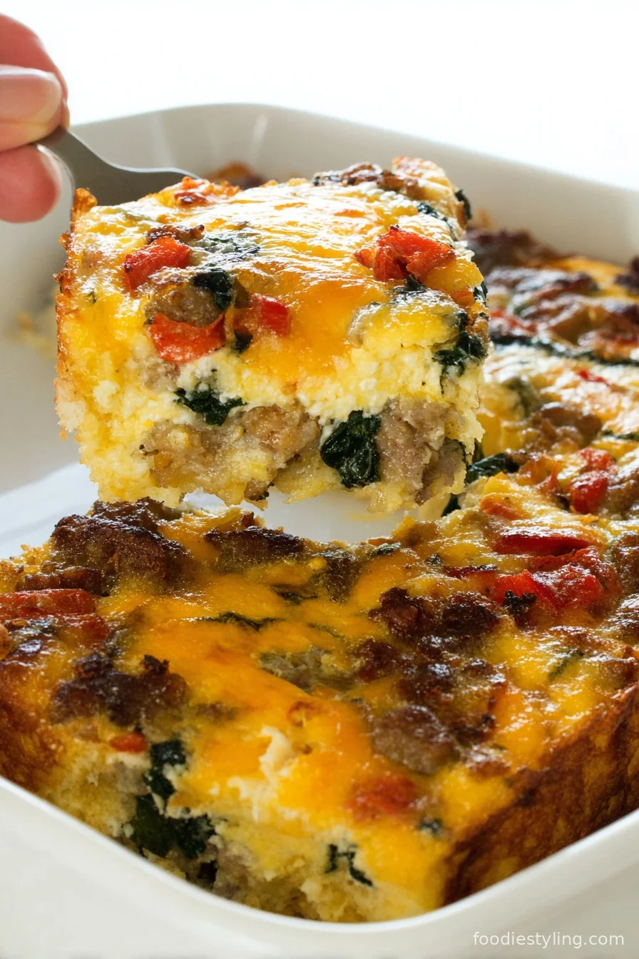 Tater Tot Breakfast Casserole cooking process