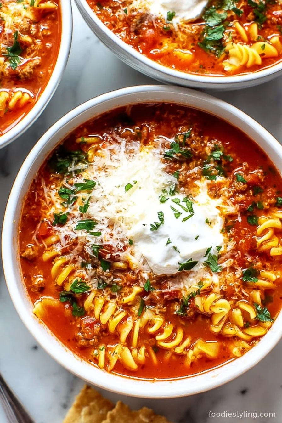 The Best Lasagna Soup Recipe cooking process