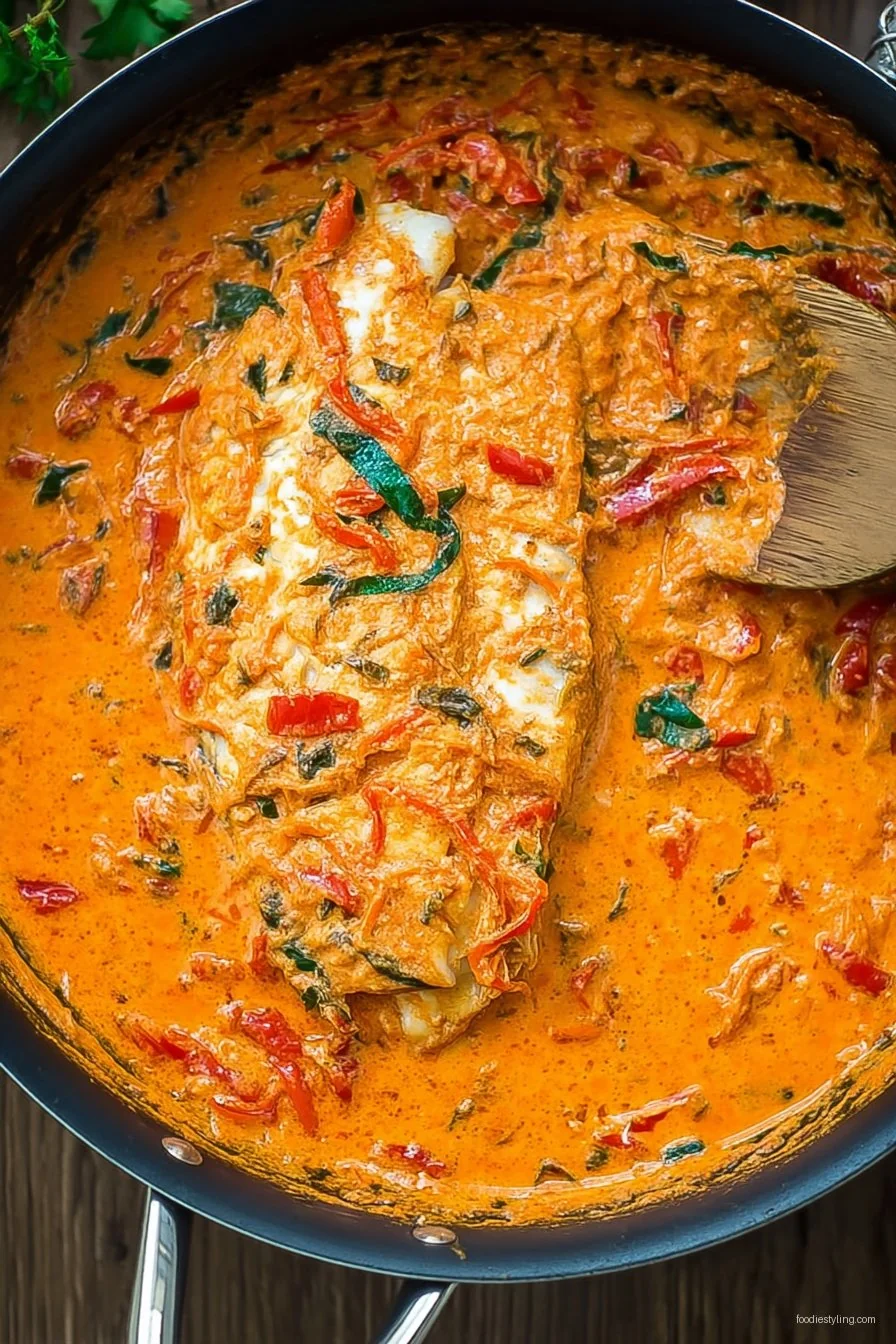 Tilapia in Roasted Pepper Sauce cooking process